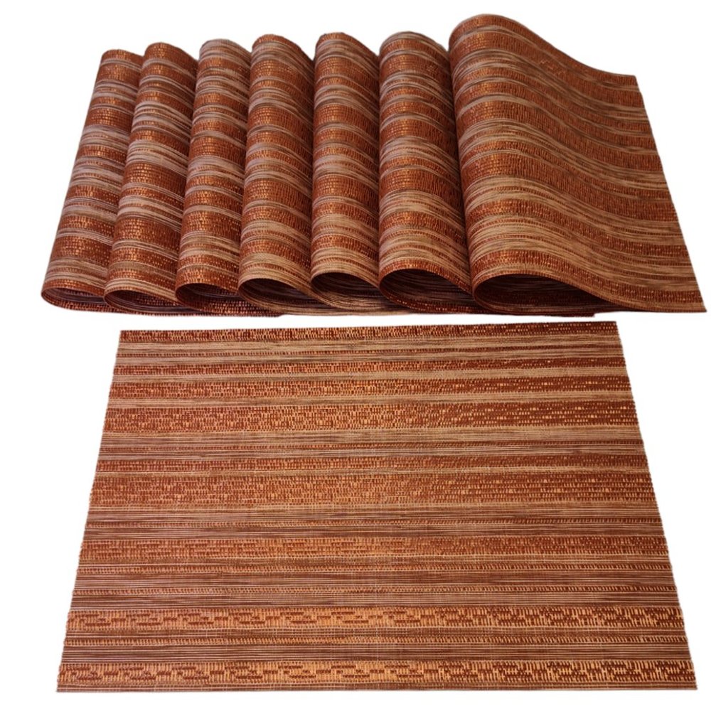 Placemats Set of 8 for Dining Table Non-Slip Washable Woven Vinyl in Copper NWOT